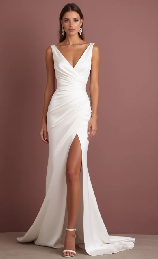 A-Line White Wedding Dress with Button Details for a Vintage-Inspired Look - Image 2