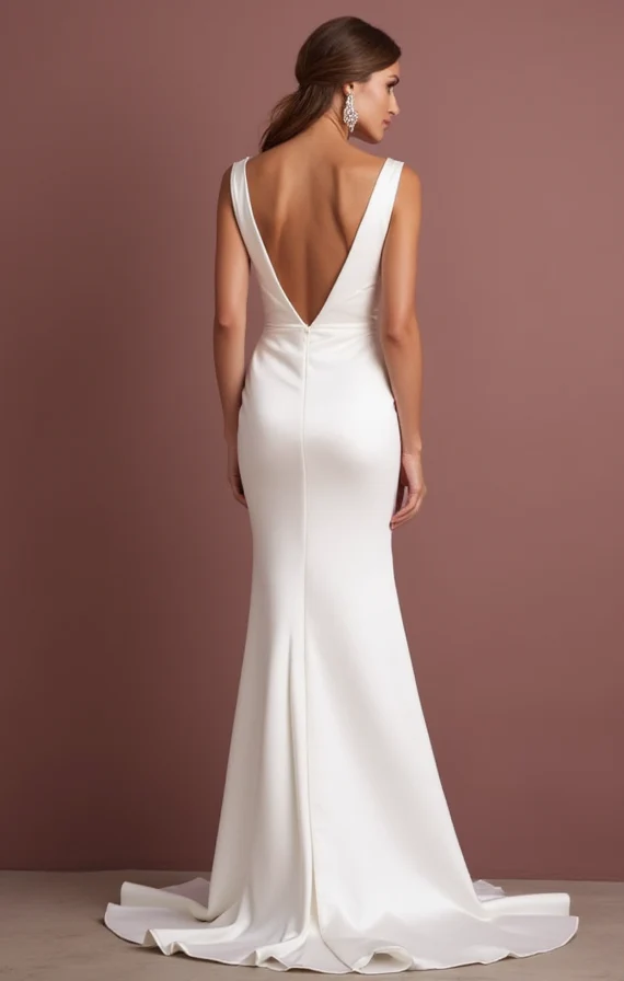 A-Line White Wedding Dress with Button Details for a Vintage-Inspired Look - Image 3