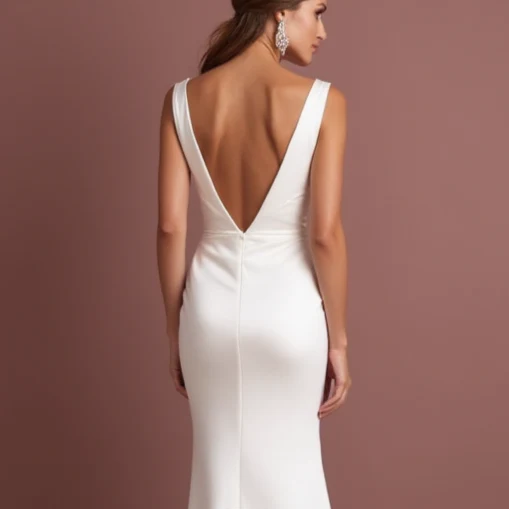 A-Line White Wedding Dress with Button Details for a Vintage-Inspired Look - Image 5