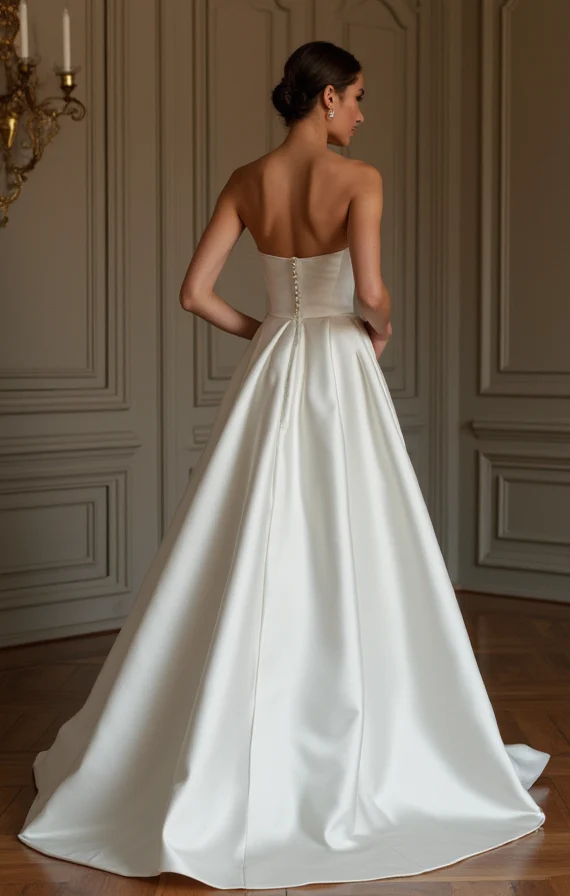 A-Line White Wedding Dress with Floral Embellishments for a Romantic Look - Image 3