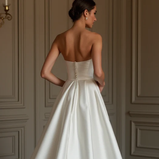 A-Line White Wedding Dress with Floral Embellishments for a Romantic Look - Image 5