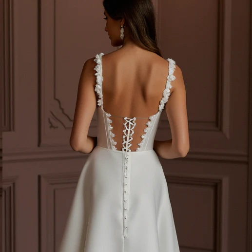 A-Line Wedding Dress with Illusion Sleeves for a Modern Touch - Image 5