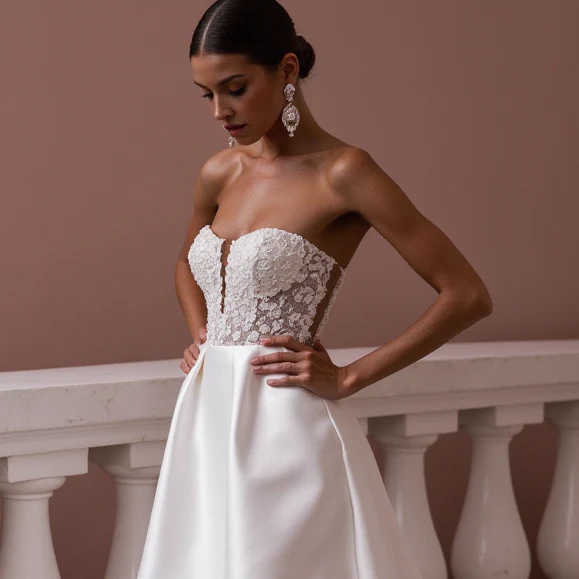 A-Line Wedding Dress with Soft Tulle Layers for a Dreamy Effect - Image 4