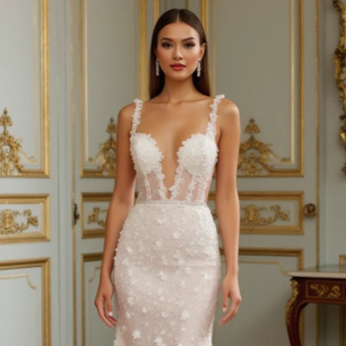 A-Line Wedding Dress with Spaghetti Straps for a Light and Airy Feel - Image 4