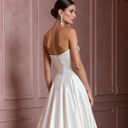 A-Line Wedding Gown with a Flowing Skirt for a Graceful Look - Image 2