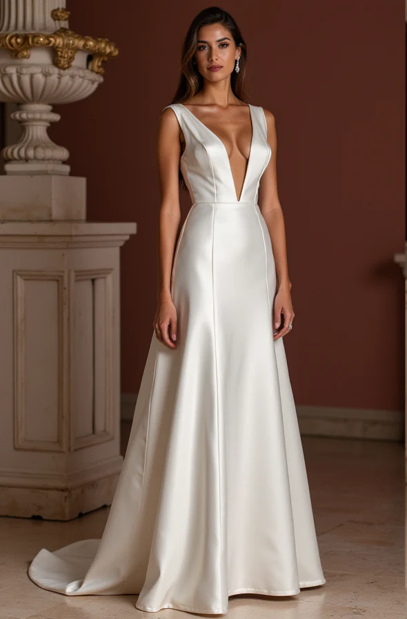 A-Line White Wedding Dress with a Modest Neckline for a Refined Style - Image 2