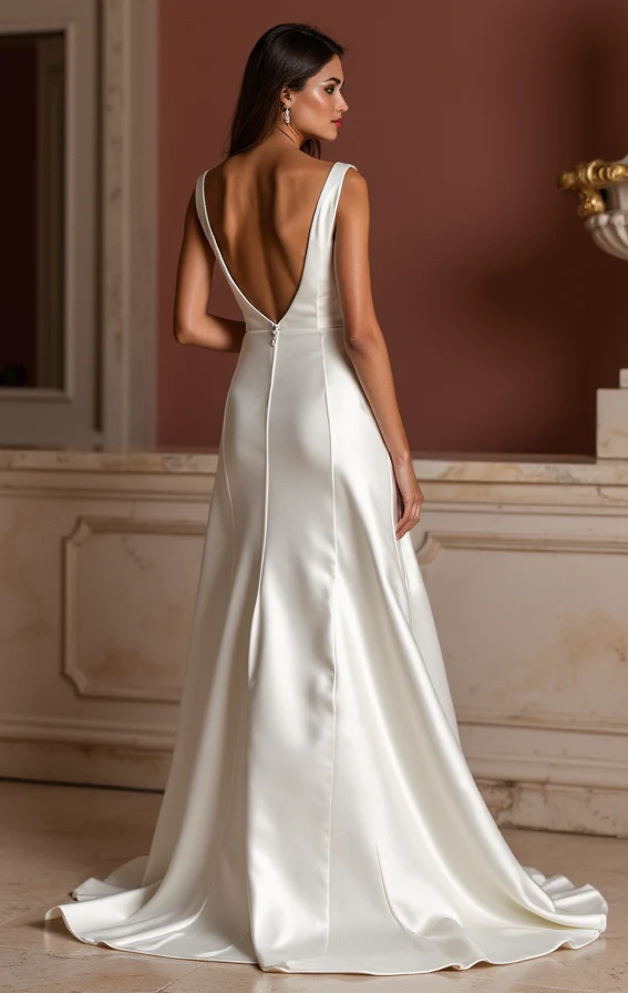 A-Line White Wedding Dress with a Modest Neckline for a Refined Style - Image 3