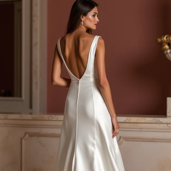 A-Line White Wedding Dress with a Modest Neckline for a Refined Style - Image 5