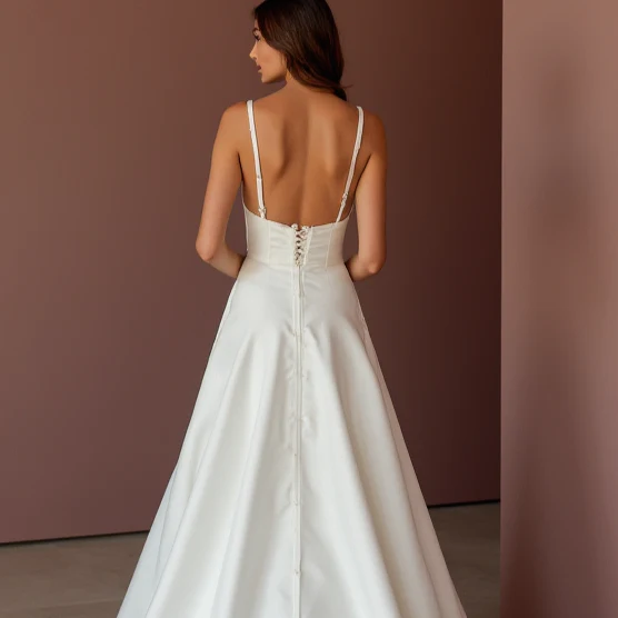 A-Line White Wedding Dress with a Structured Bodice and Flowy Skirt for Comfort - Image 5