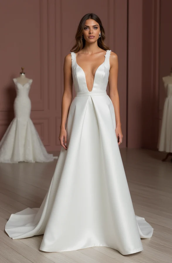 A-Line White Wedding Dress with a Stunning Lace Back for a Vintage Look - Image 2