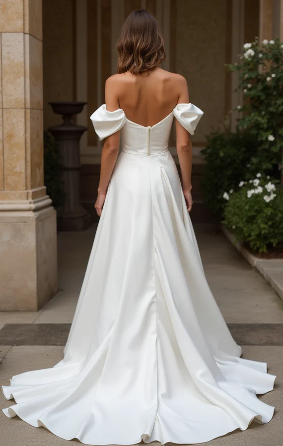 A-Line White Wedding Dress with Silk Details for a Luxurious, Soft Touch - Image 3