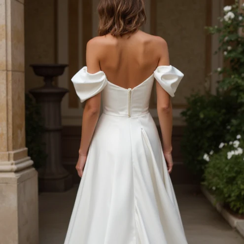 A-Line White Wedding Dress with Silk Details for a Luxurious, Soft Touch - Image 5