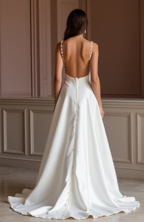 A-Line White Wedding Dress with Subtle Pleats for a Delicate Bridal Look - Image 3