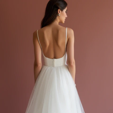 A-Line White Wedding Gown with a Cascading Train for a Majestic Bridal Look - Image 5
