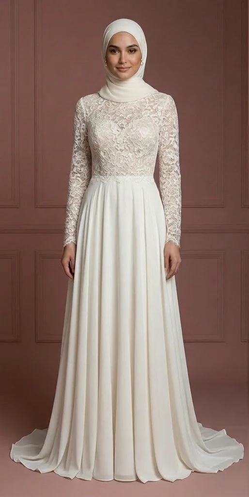 Affordable Hijab Bridal Gown Budget Modest Wedding Dress Muslim - Image 2