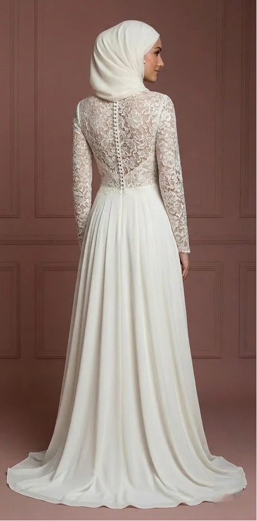 Affordable Hijab Bridal Gown Budget Modest Wedding Dress Muslim - Image 3