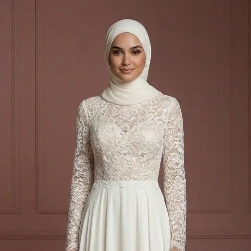 Affordable Hijab Bridal Gown Budget Modest Wedding Dress Muslim - Image 4