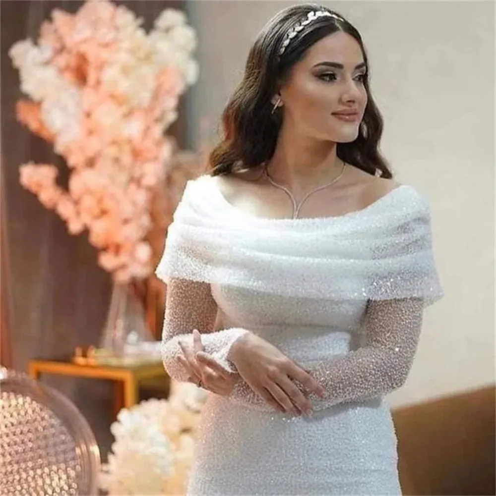 Amanda Shiny Long Sleeve Mermaid Evening Dress Glitter Beading Prom Dress Trumpet Party Dress Fishtail - Image 4