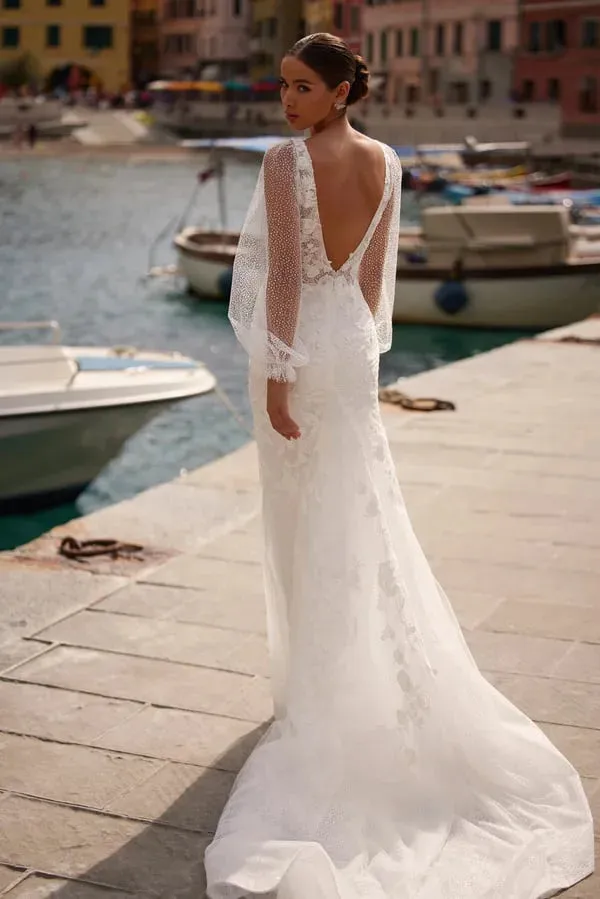 Attractive Wedding Gown for Bride Puff Sleeves Deep V-neck Court Train Zipper Robe De Mariee Customised - Image 2