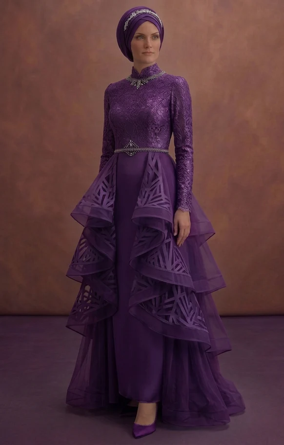 Azure Layered Muslim Prom Dresses – Unique & Fashion-Forward - Image 2