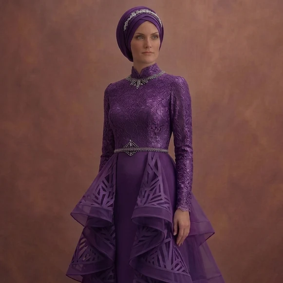 Azure Layered Muslim Prom Dresses – Unique & Fashion-Forward - Image 4