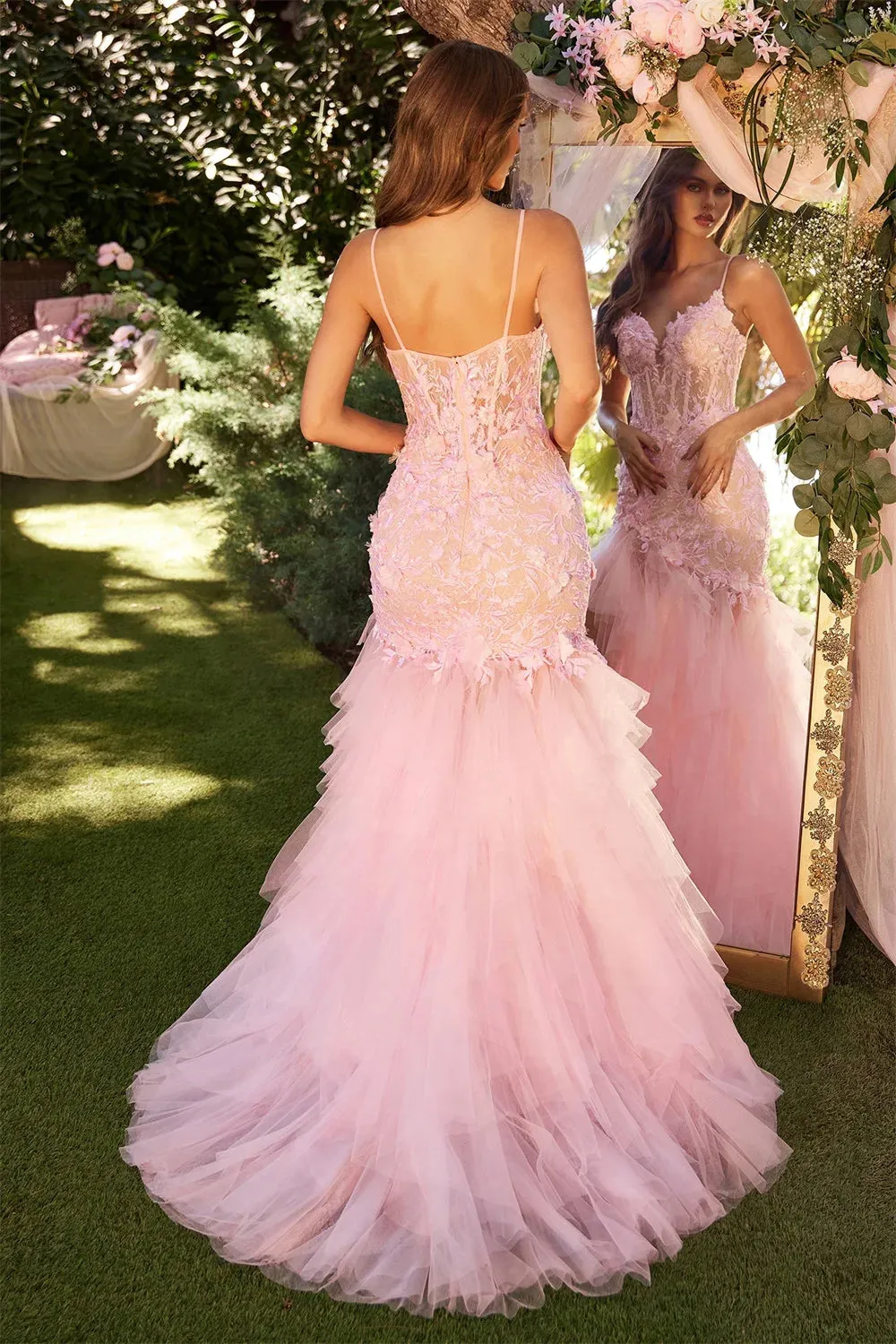 Baby Pink Prom Dresses Lace Appliques Tulle Mermaid Wedding Dress Elegant Sleeveless Floor-Length Vestidos De Fiesta - Image 3