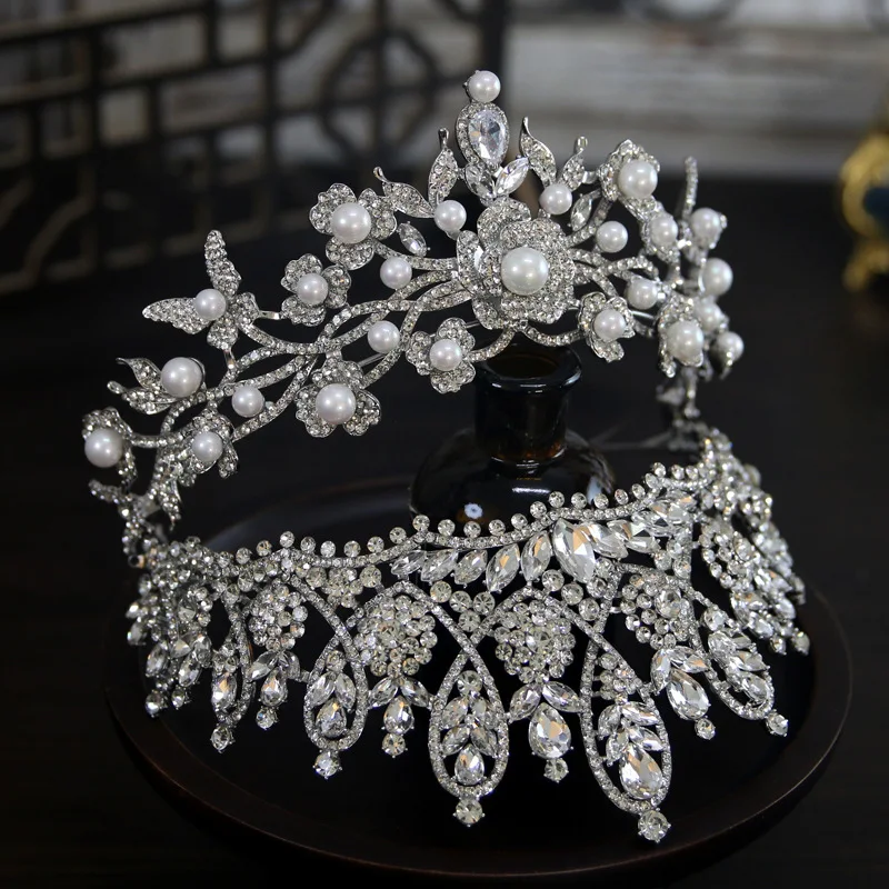 Baroque Wedding Crowns For Bride Luxury Crystal Pearl Queen Bridal Crown Tiara For Pageant Women Wedding Hair Jewerly Headdress - Image 3