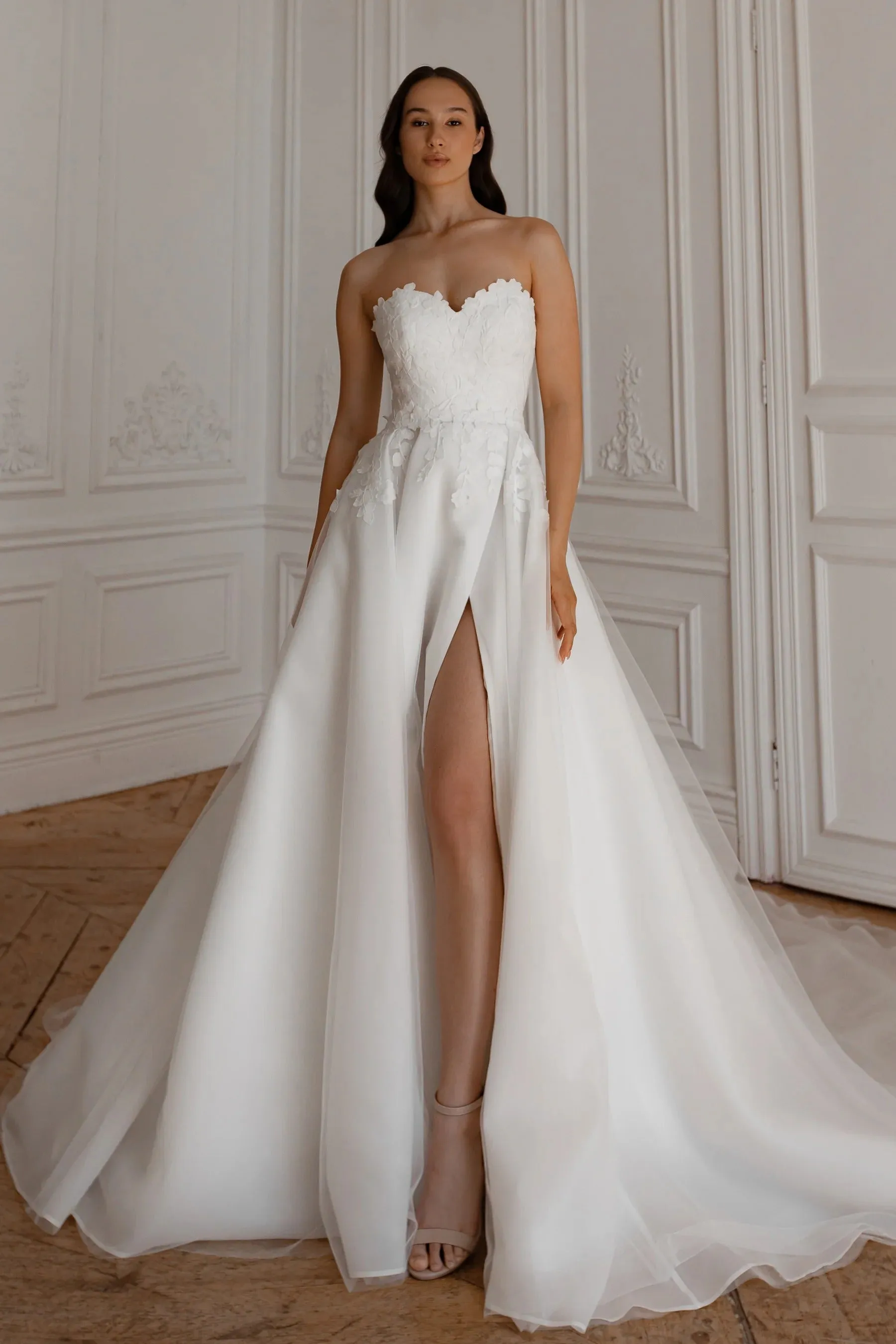 Wedding Dress with Detachable Train Mermaid Satin Princess Vestido De Novia Court Train Dress Bridal Gown Bow Simple - Image 5