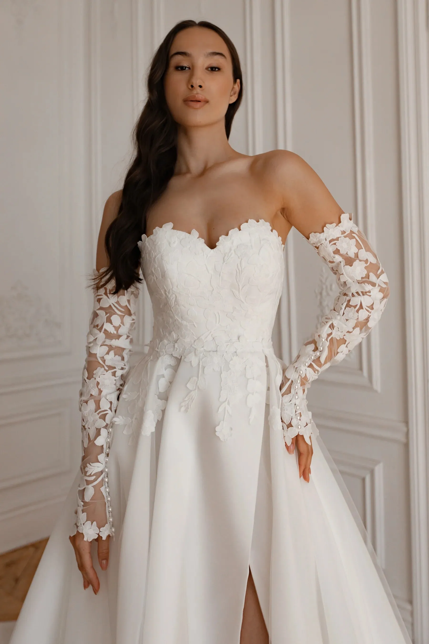 Wedding Dress with Detachable Train Mermaid Satin Princess Vestido De Novia Court Train Dress Bridal Gown Bow Simple - Image 9