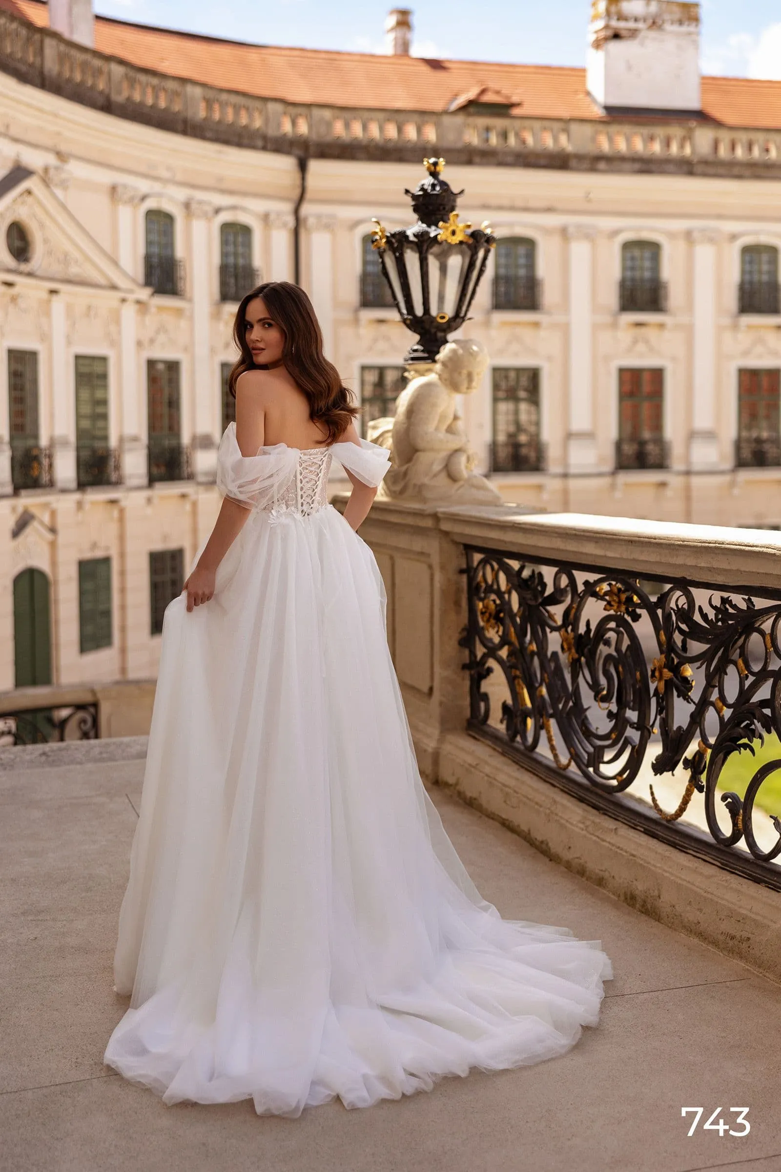 Beach Tulle Off The Shoulder Wedding Dresses Modern Sweetheart A-Line Bridal Gowns Pleated Sleeves - Image 2