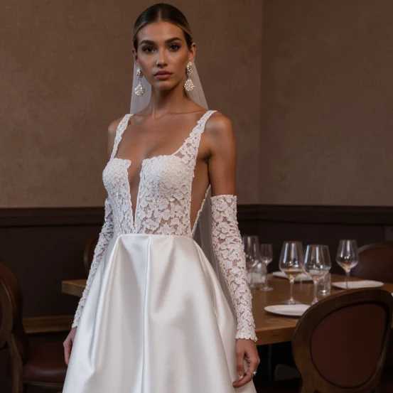 Beautiful A-Line Wedding Dress with Beaded Details for Extra Sparkle - Image 2
