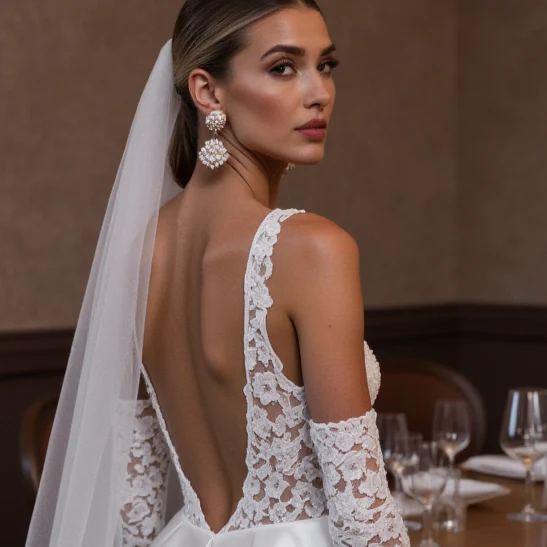 Beautiful A-Line Wedding Dress with Beaded Details for Extra Sparkle - Image 3