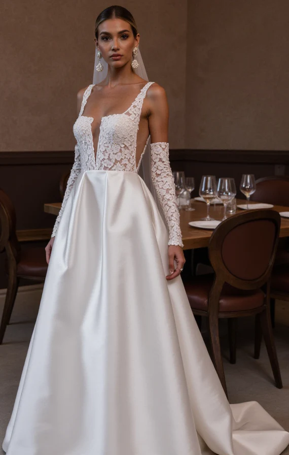 Beautiful A-Line Wedding Dress with Beaded Details for Extra Sparkle - Image 4