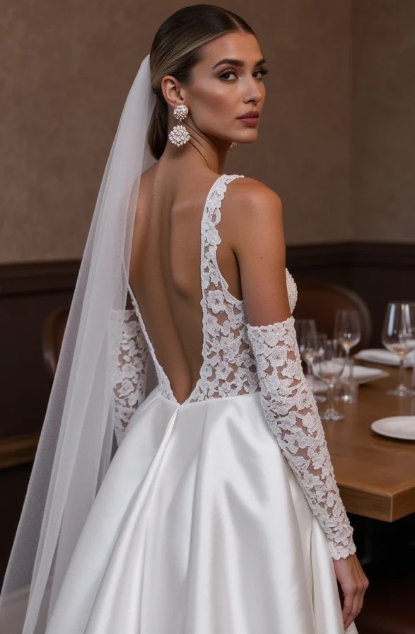 Beautiful A-Line Wedding Dress with Beaded Details for Extra Sparkle - Image 5
