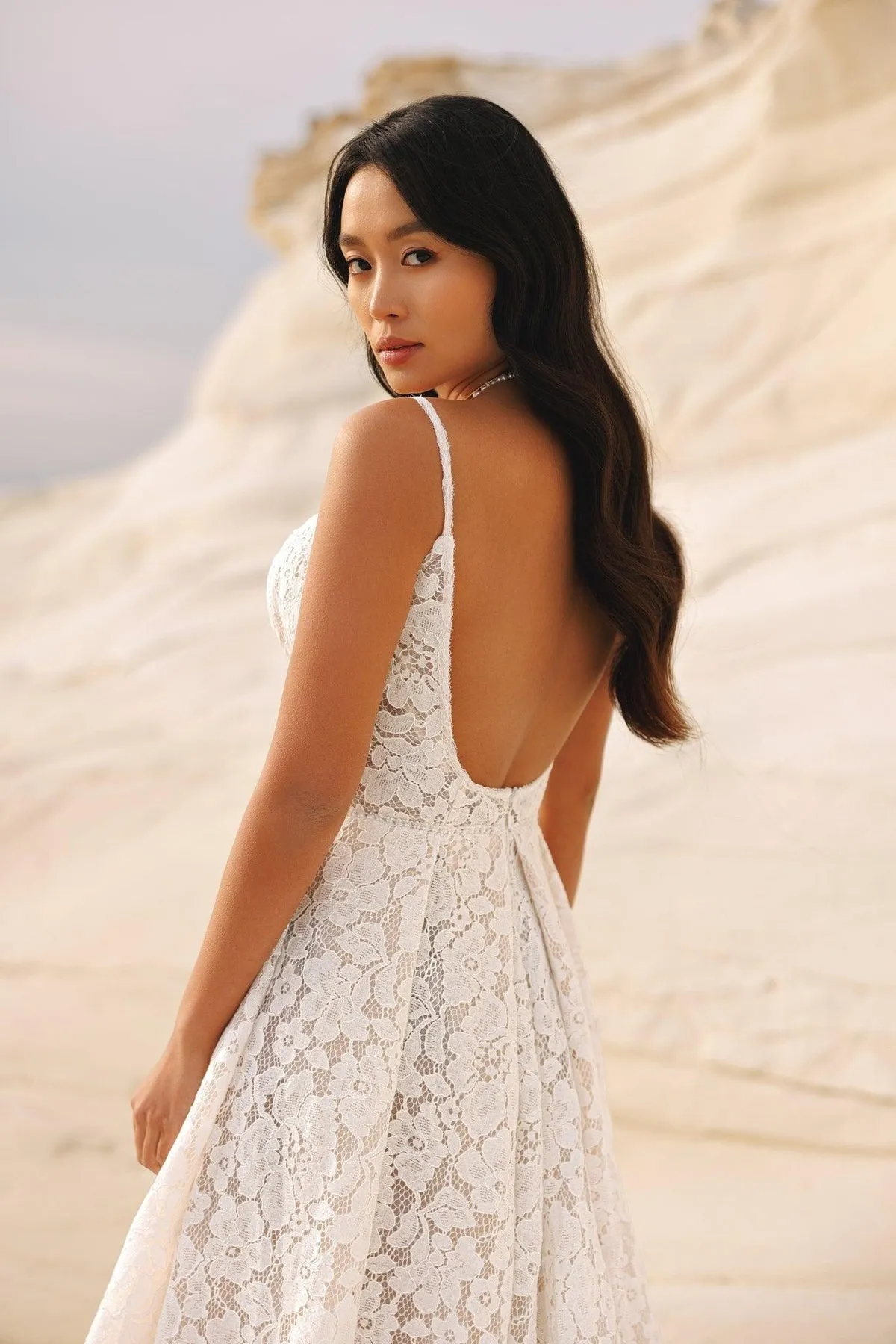 Beautiful Spaghetti Straps Wedding Dress with Lace Embellishments and a Sophisticated Slit Perfect for Brides Dresses - Image 4
