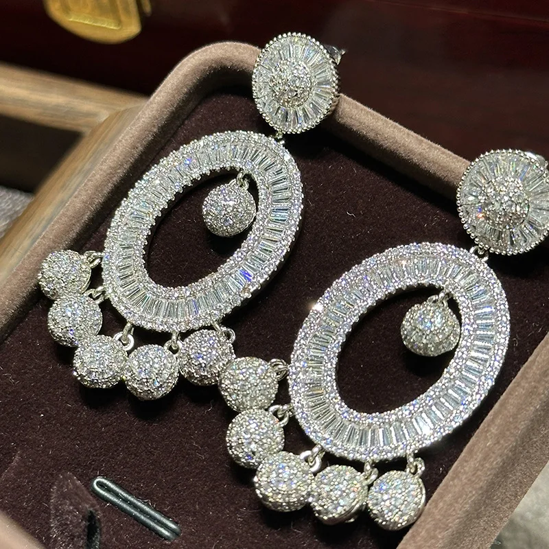 Big Large AAA Zircon Bridal Earrings CZ Cubic Zirconia Wedding Earring For Brides Accessories Women Birthday Gift Jewelry - Image 2