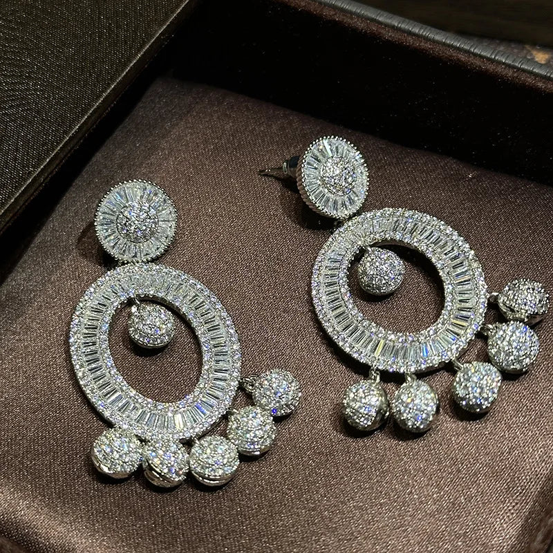 Big Large AAA Zircon Bridal Earrings CZ Cubic Zirconia Wedding Earring For Brides Accessories Women Birthday Gift Jewelry - Image 3