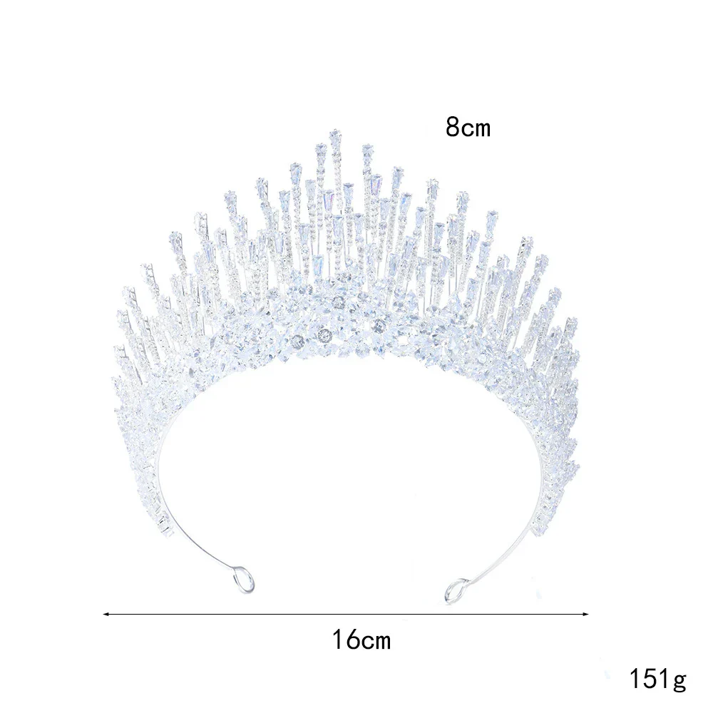 Big Large Zirconia Tiara Crown Birthday Gift Diadem Brides Party Dinner Dress Headband Wedding Accessories Bridal Hair Jewelry - Image 4