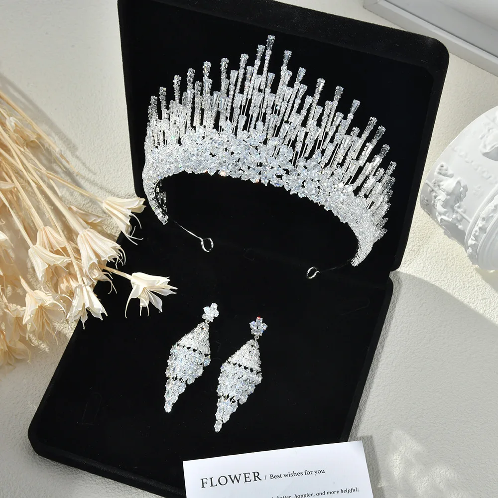 Big Large Zirconia Tiara Crown Birthday Gift Diadem Brides Party Dinner Dress Headband Wedding Accessories Bridal Hair Jewelry - Image 5