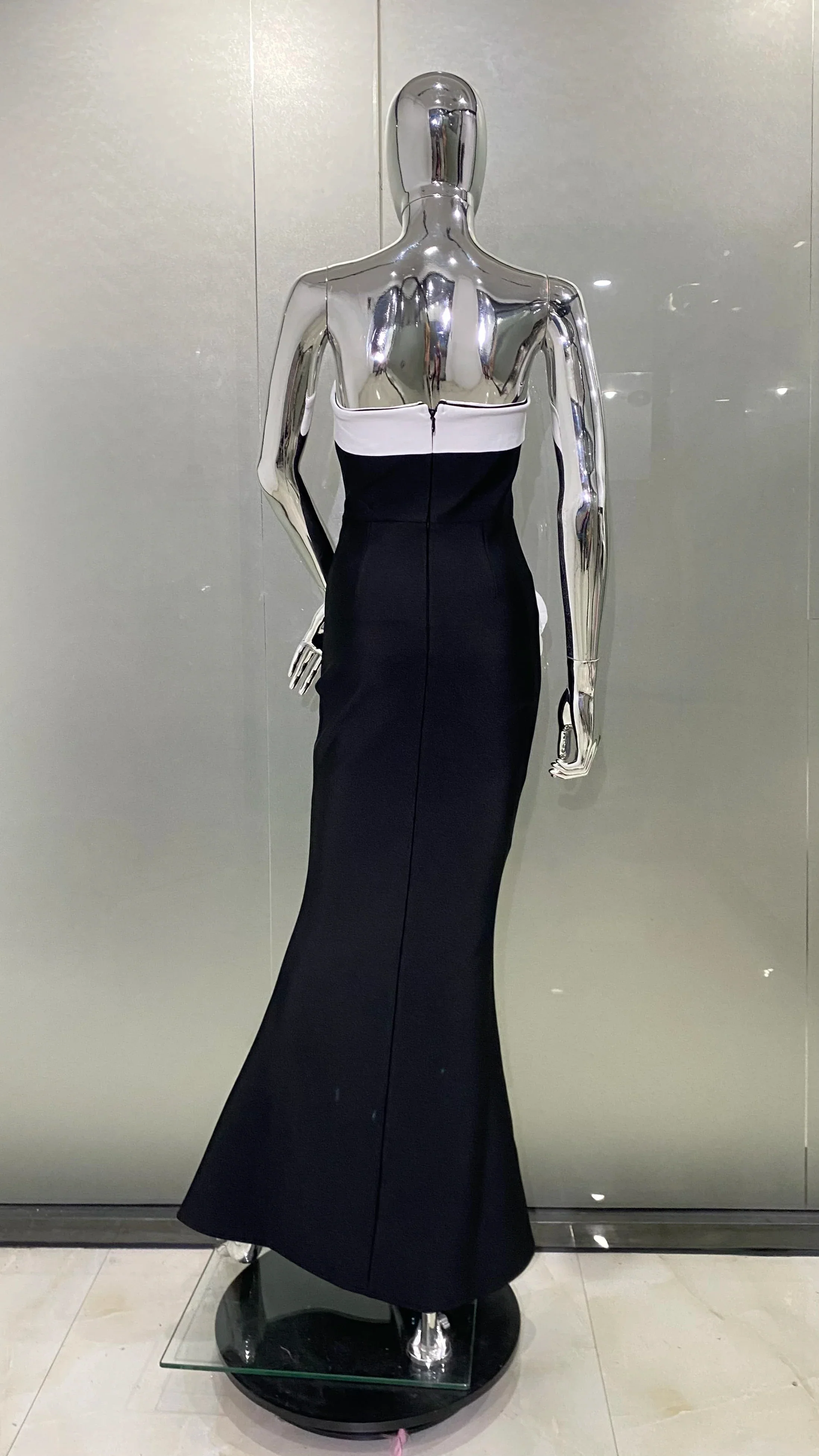 Black Color Women Sexy Off the Shoulder Bodycon Bandage Long Dress White Flowers Fashion Celebrate Evening Party Outfit - Image 6
