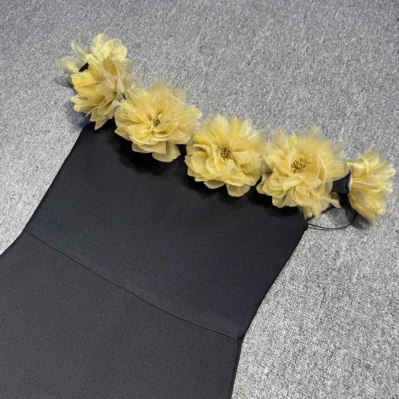 Black Color Women Sexy Slash Neck Off the Shoulder Florlas Bodycon Bandage Long Dress Nightclub Party Celebrate Outfit - Image 4