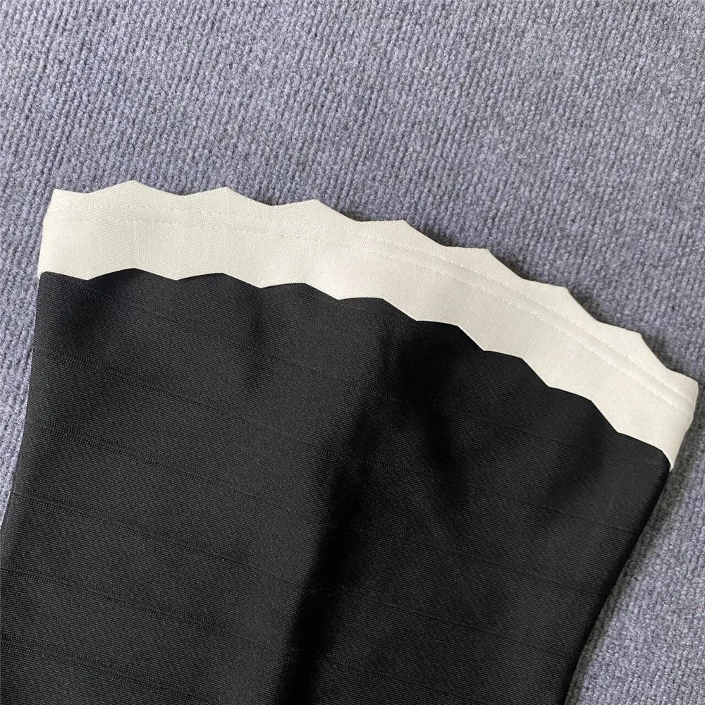 Black Color Women Sleeveless Sexy Strapless Bodycon Mermaid Bandage Mid-calf Dress Nightclub Party Birthday Cocktail Dress - Image 4