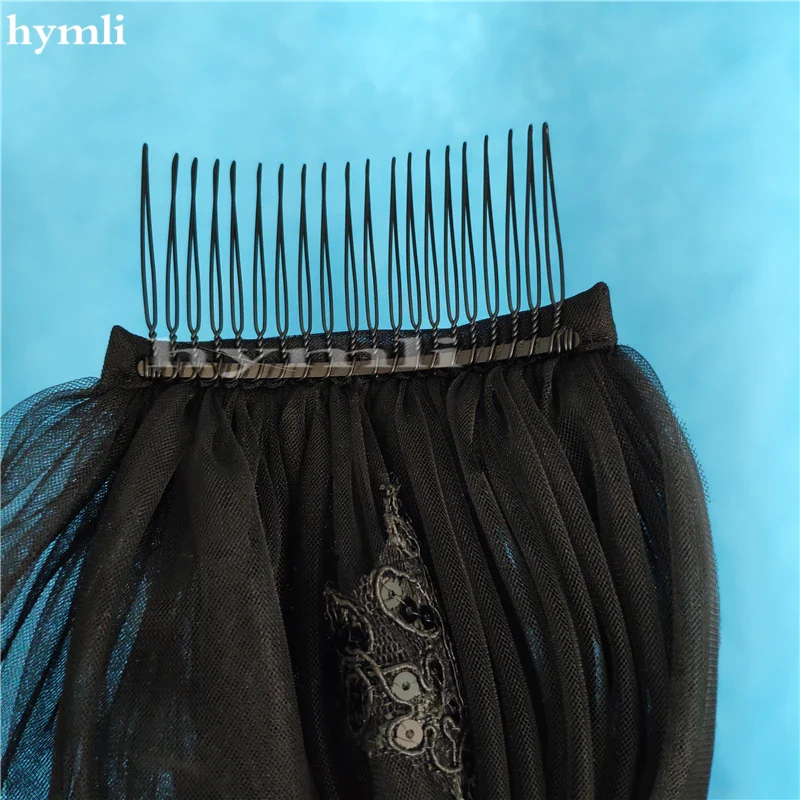 Black Long Veil 3.5 Meters Sequins Lace Wedding Veil Tulle Cathedral Veil Bridal Accessories Veils - Image 4