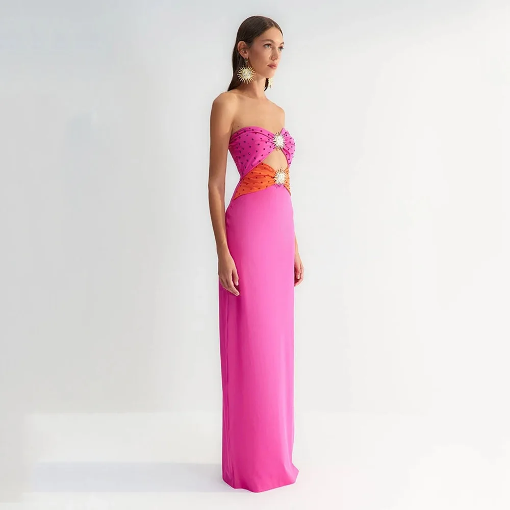 Black Pink Color Women Sexy Strapless Shinning Sequins Bodycon Bandage Long Dress Celebrate Fashion Birthday Party Outfit - Image 4