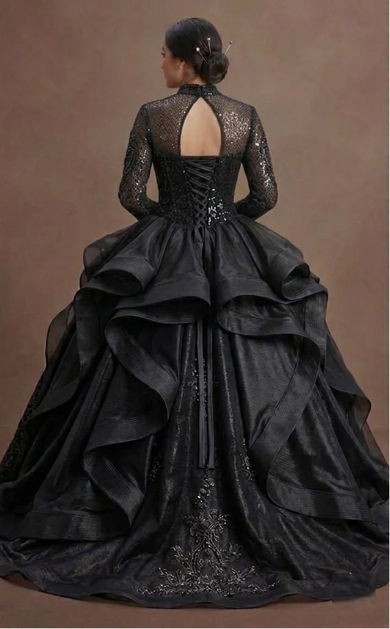 Black Quinceañera Dress - Shimmering Sequin Luxe Style - Image 3