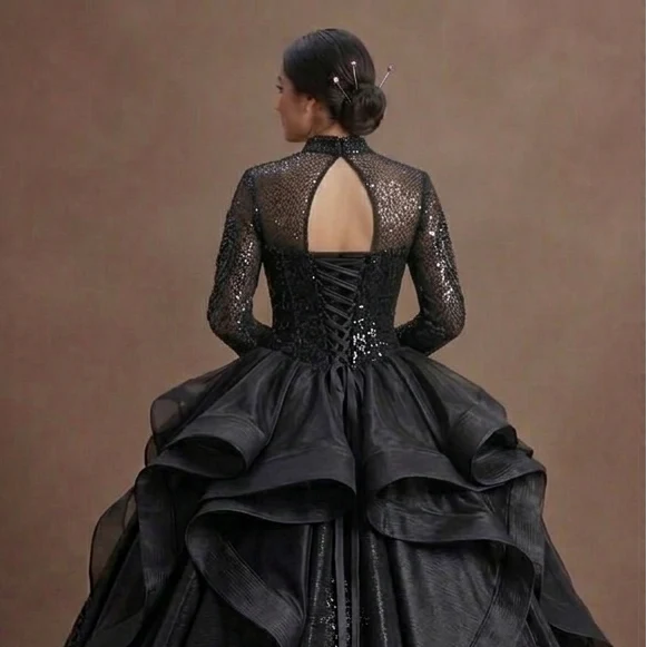 Black Quinceañera Dress - Shimmering Sequin Luxe Style - Image 5