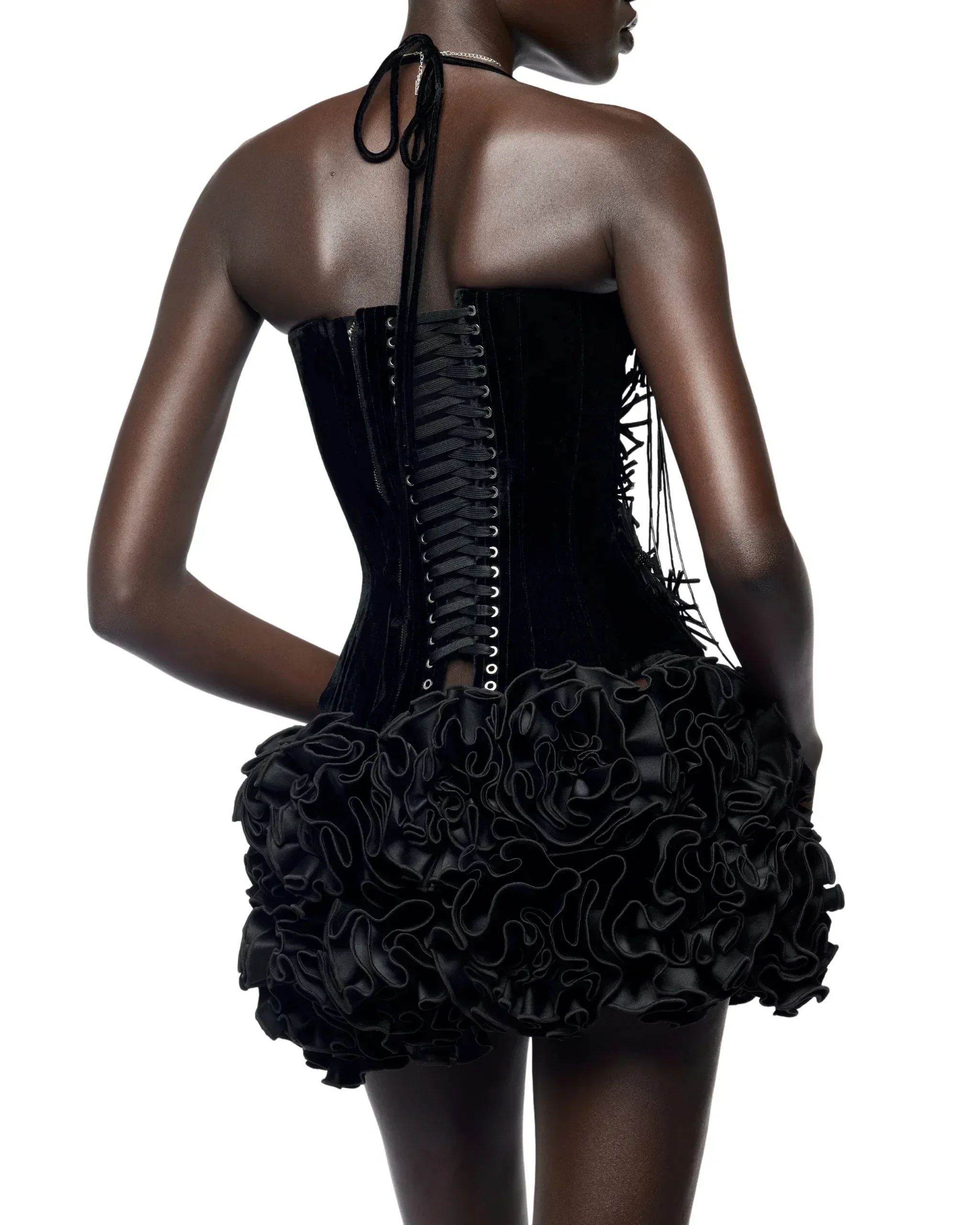 Black Red Color Women Sexy Strapless Laced-up Tops Florlas Bodycon Mini Skirt Set Celebrate Birthday Party Cocktail Dress - Image 2