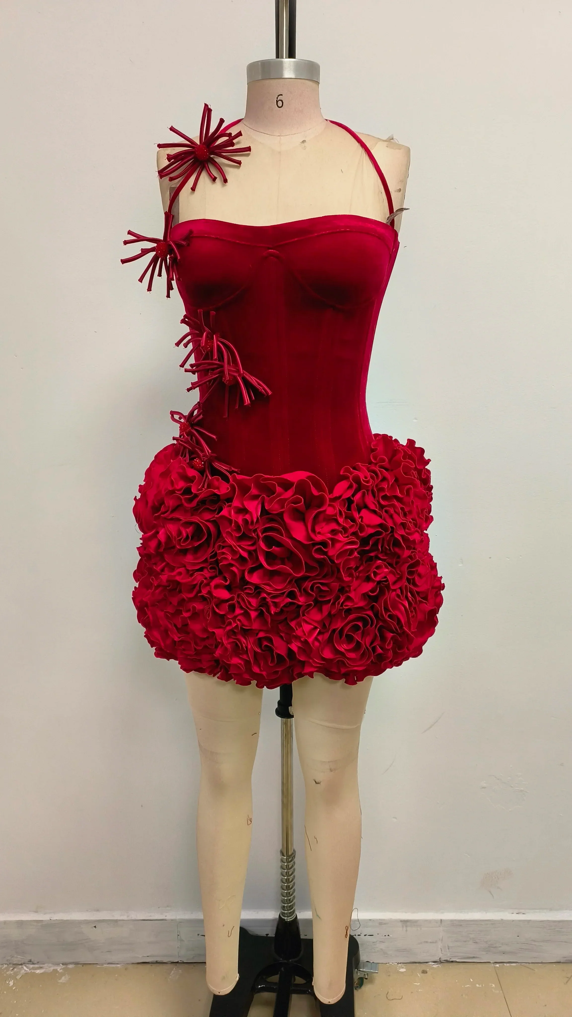 Black Red Color Women Sexy Strapless Laced-up Tops Florlas Bodycon Mini Skirt Set Celebrate Birthday Party Cocktail Dress - Image 6