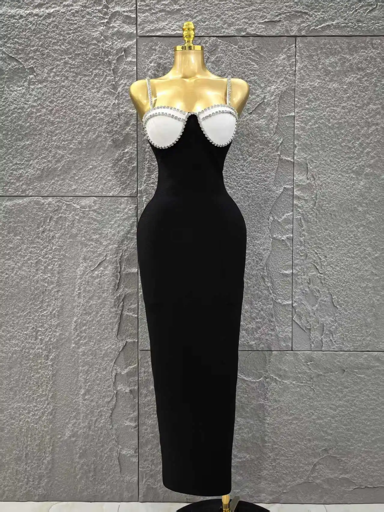 Black Red Color Women Sleeveless Sexy Strap Square Collar Bodycon Long Bandage Dress Celebrate Nightclub Party Red Carpet Dress - Image 8