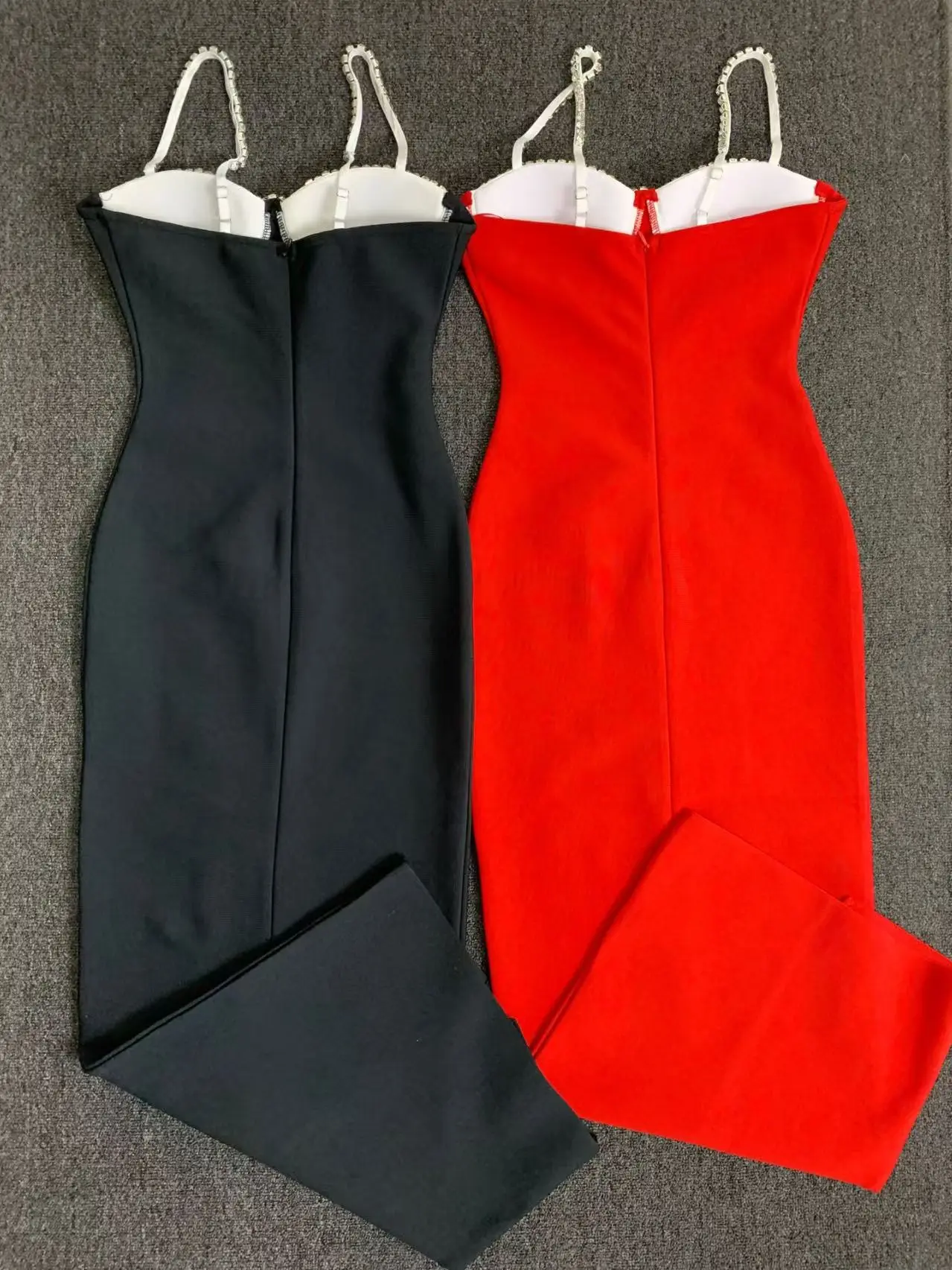Black Red Color Women Sleeveless Sexy Strap Square Collar Bodycon Long Bandage Dress Nightclub Party Fashion Cocktail Dress - Image 4
